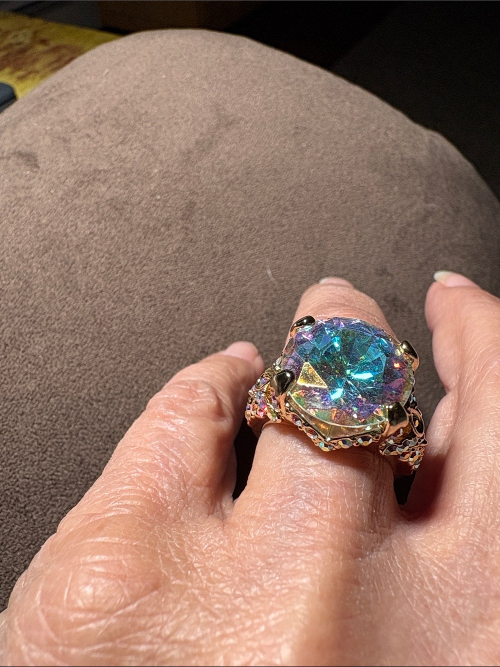 Kirks Folly Gold Tone Aurora Crystal Statement Ring